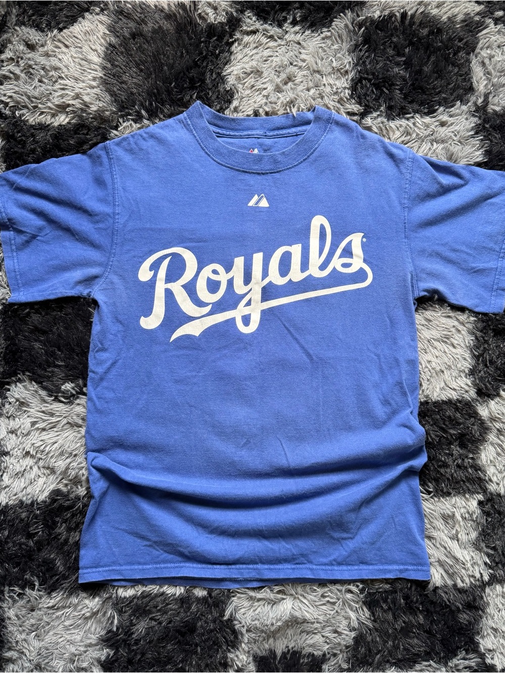 Majestic Royal Script Tee in Blue with White Logo